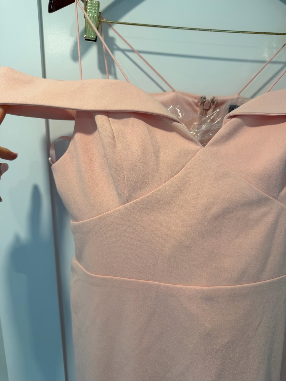 bebe One-Shoulder Pale Pink Evening Dress
